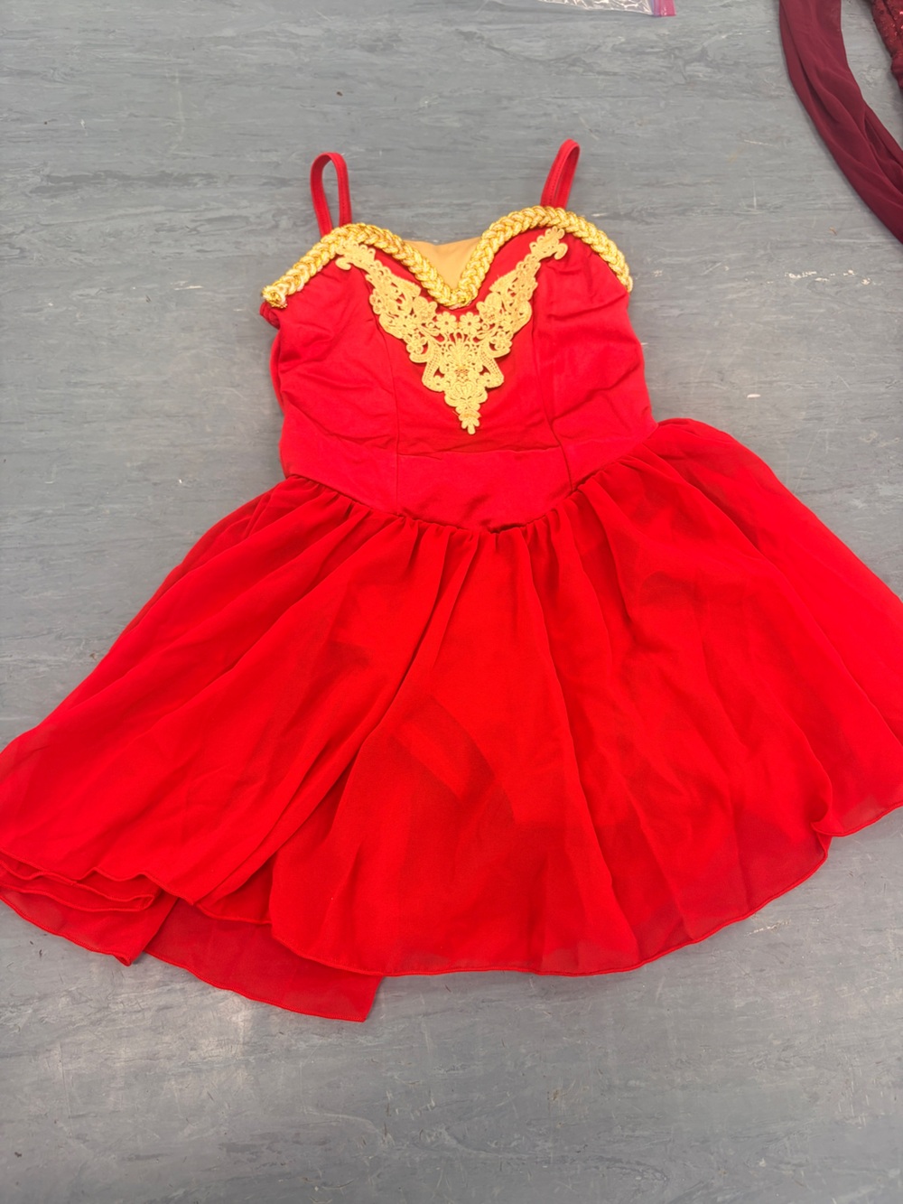 Girls Red and Gold Princess Costume Dance Dress